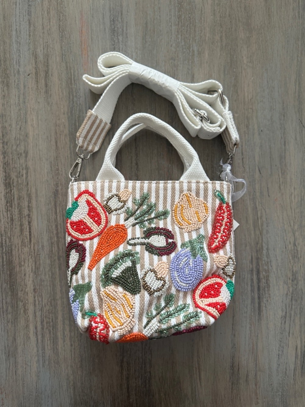 Made In India Beaded Vegetable Beaded Tote Purse